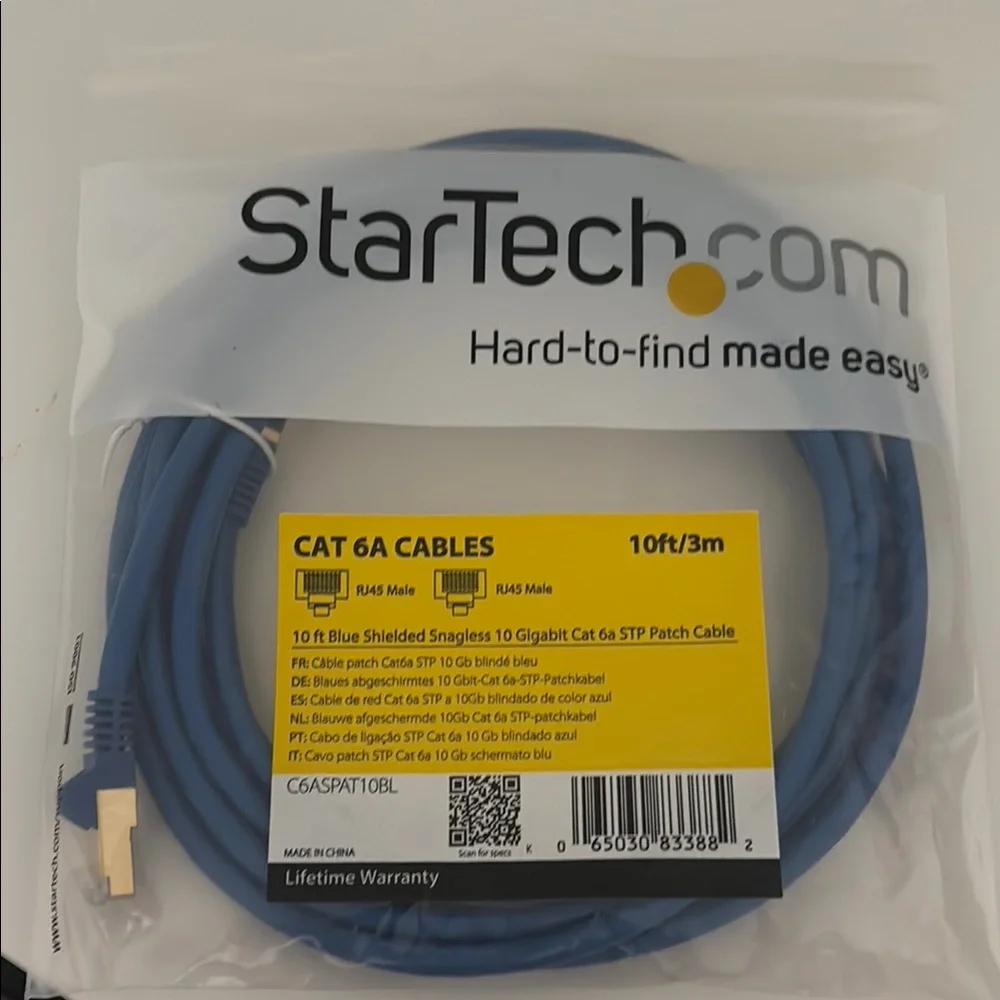StarTech Blue Cat 6A Ethernet Cable- 10 ft